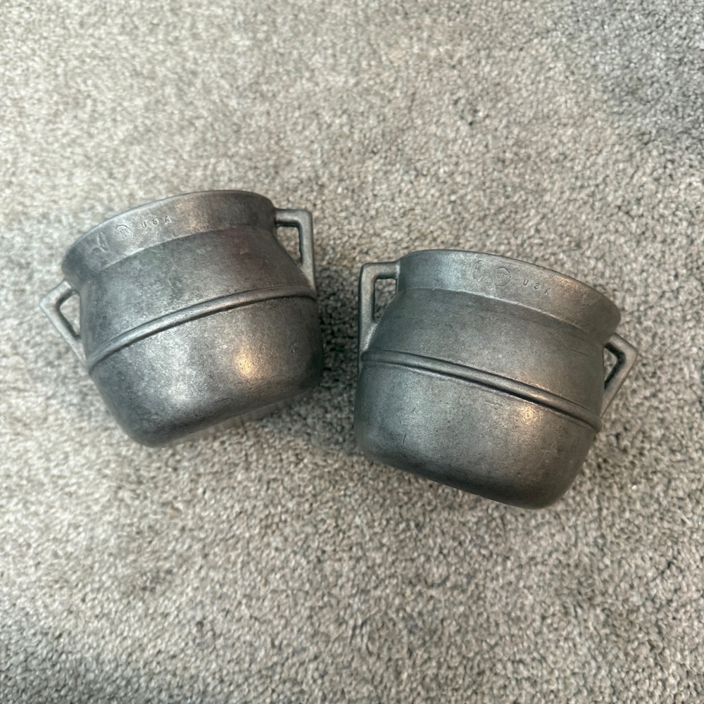 Set Of 2 Vintage Wilton Armetale RWP Pewter 3" Individual Bean Pots No Lid